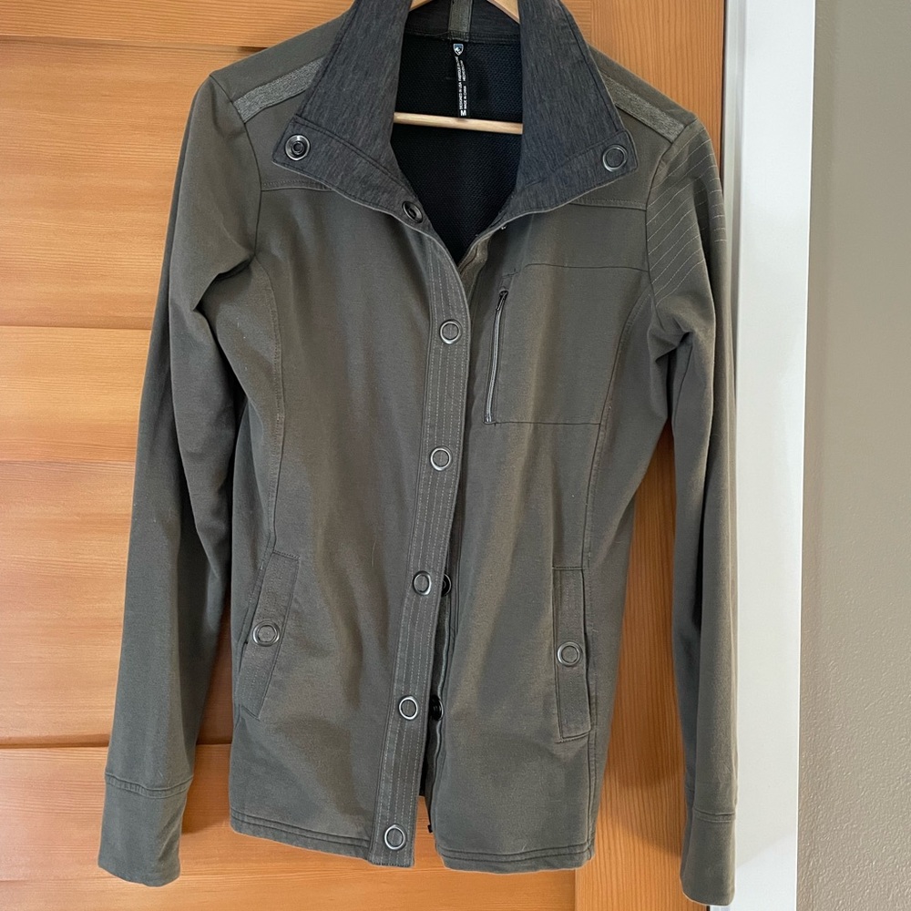 Kuhl button down sweatshirt women dark green size M